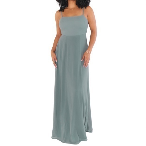 Show Me Your MuMu Women’s Deep Sage Chiffon Lauren Tie Maxi Dress - Picture 1 of 16